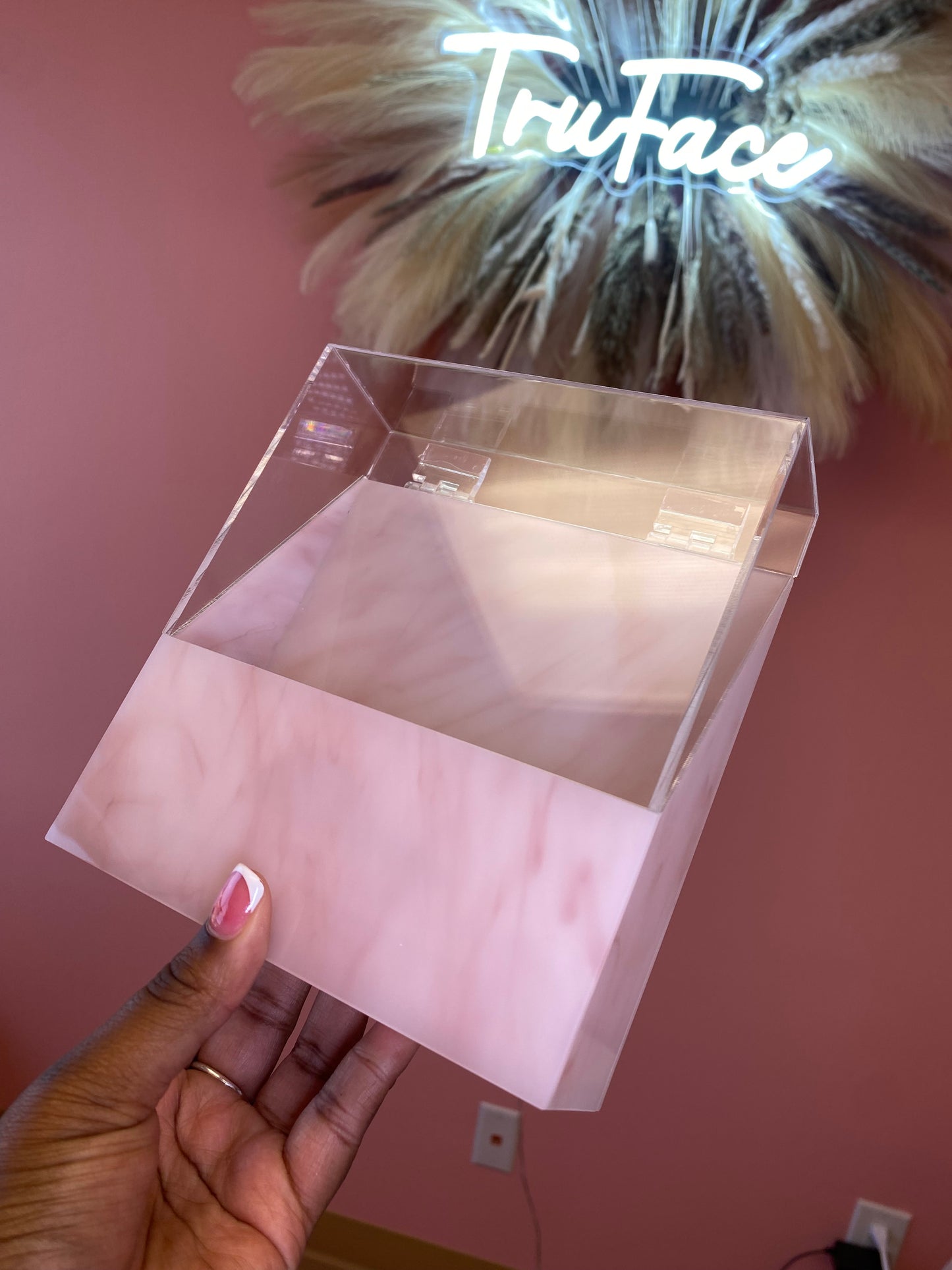 Pink marble Tweezer Holder
