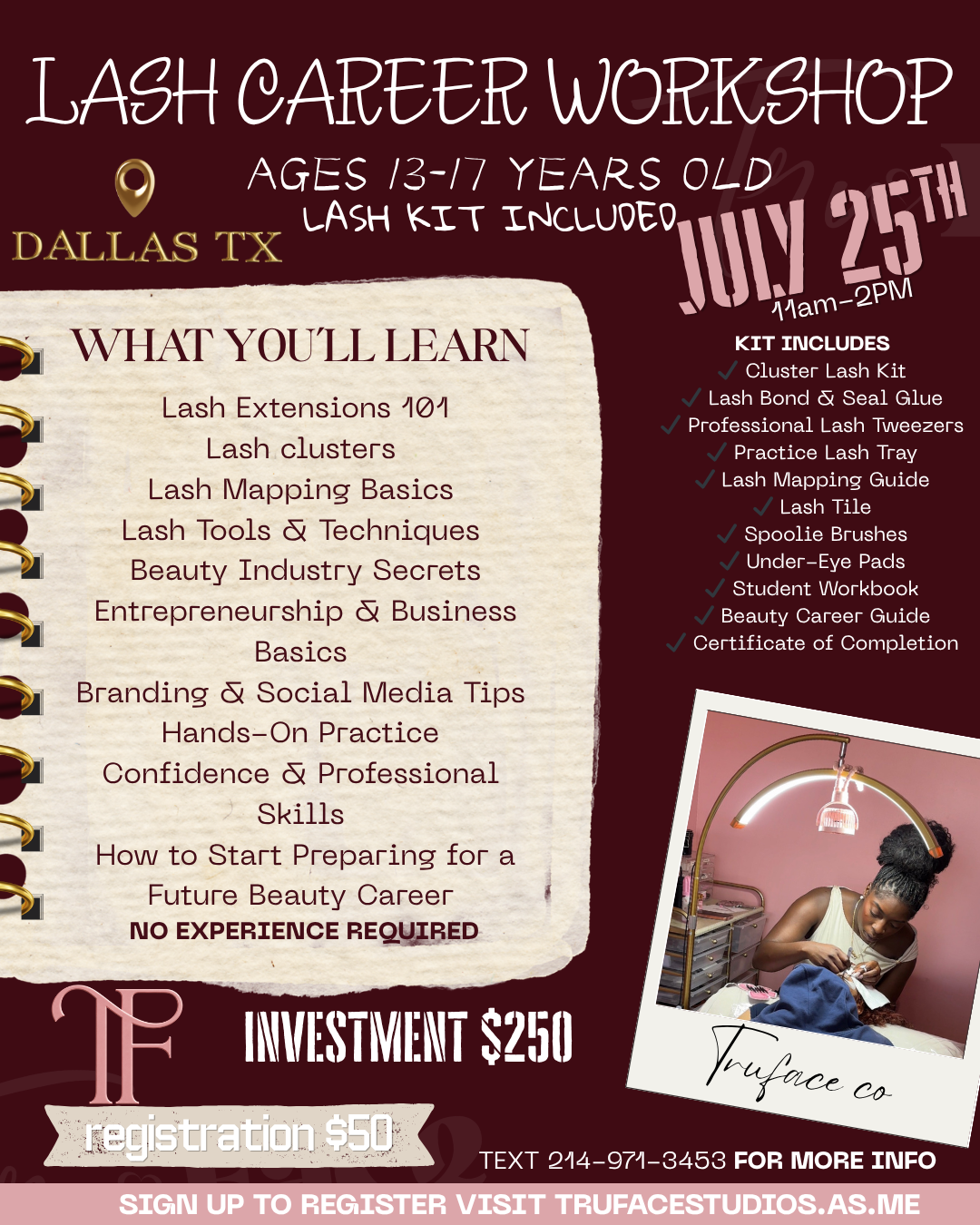 Lash Career Workshop (Teens 13-17 y/o) Group Workshop